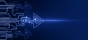 Abstract glowing arrow forward